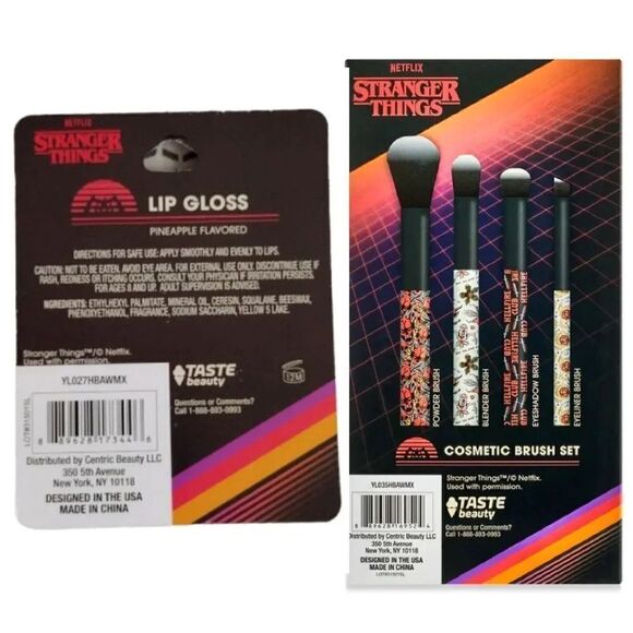 Netflix STRANGER THINGS MakeUp Brushes And Lipgloss Set NWT - Picture 12 of 14